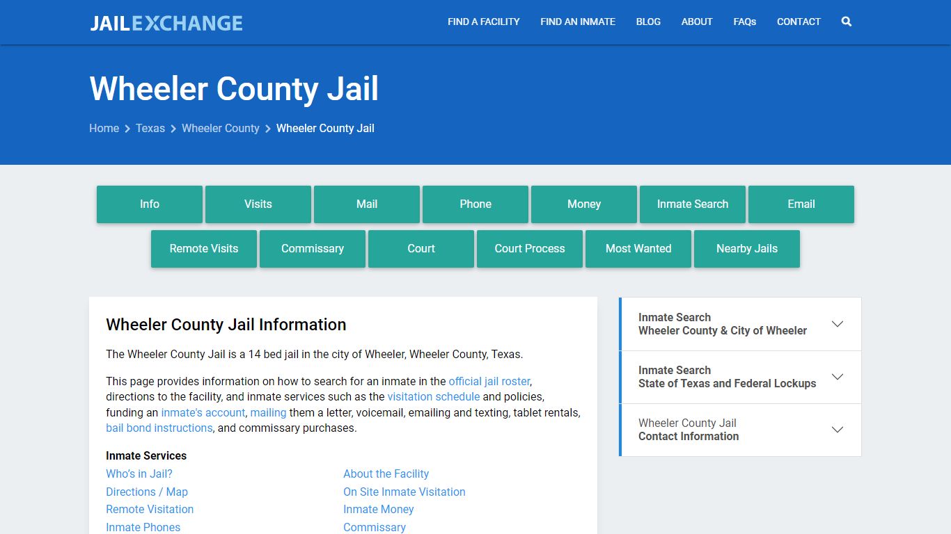 Wheeler County Jail, TX Inmate Search, Information